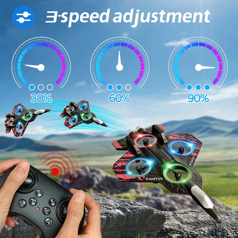 L101 RC Foam Airplane Glider Flying 2.4G With LED Lights EPP Stunt Remote Control Aircraft Foam Fighter Plane Toys For Kid Gifts