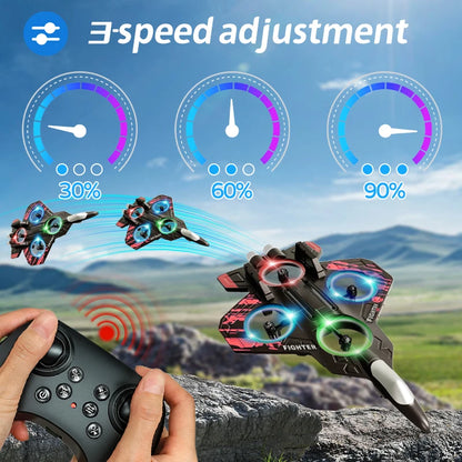 L101 RC Foam Airplane Glider Flying 2.4G With LED Lights EPP Stunt Remote Control Aircraft Foam Fighter Plane Toys For Kid Gifts