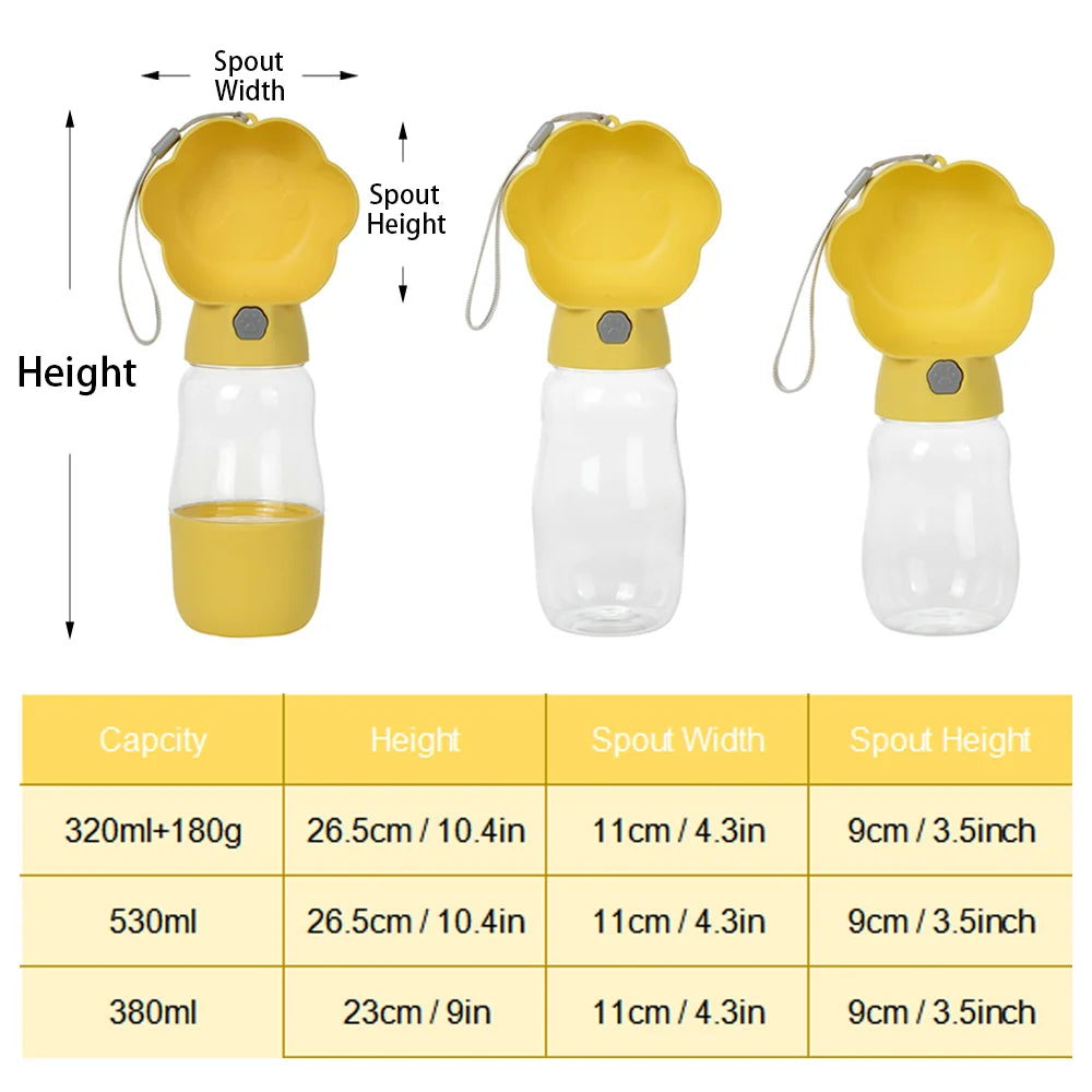 2in1 Pet Portable Water Bottle for Small Medium Dogs Cats Food Feeder Leakproof Dog Drink Bowl Outdoor Pet Puppy Water Dispenser