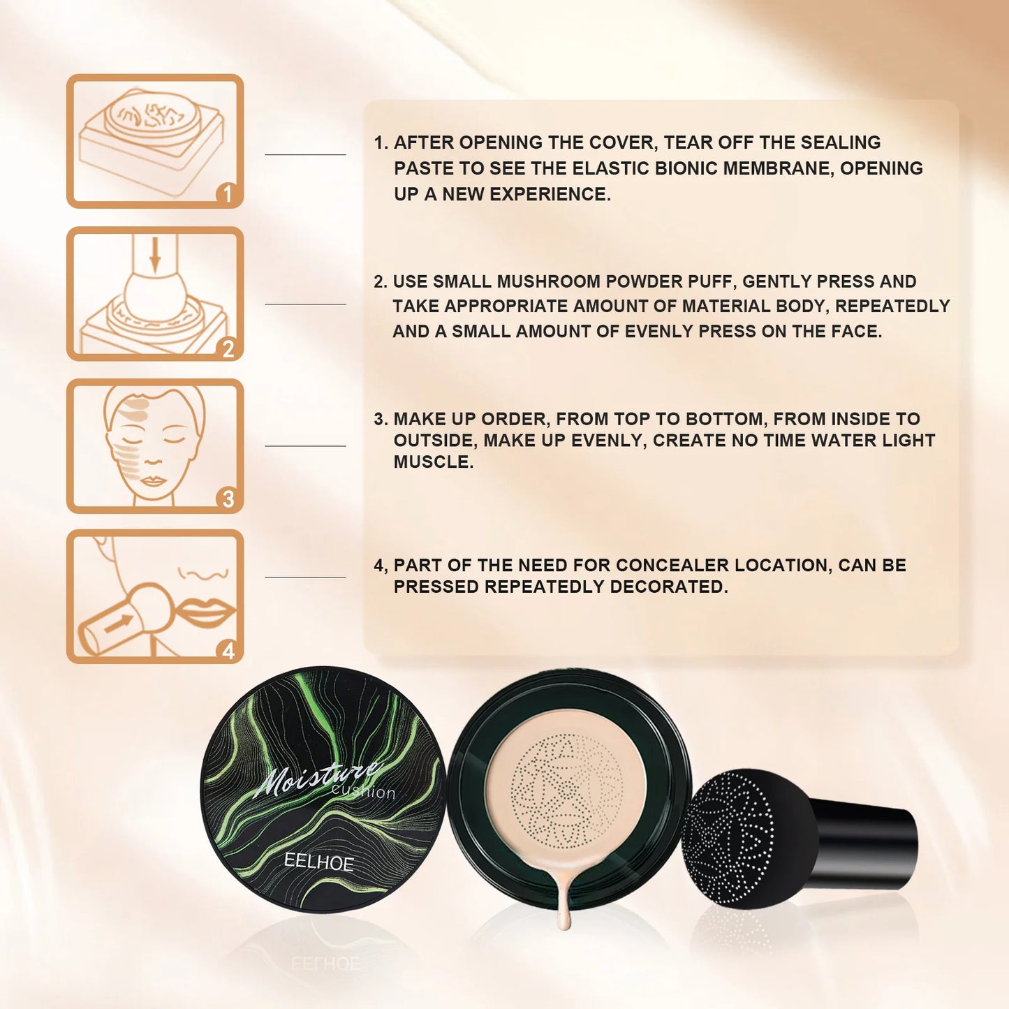 Mushroom Head Magic Air Cushion BB Cream Foundation Waterproof Foundation Base Concealer Cream Women Korean Makeup Product
