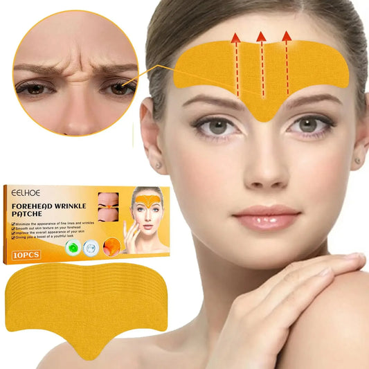 10pcs/box Forehead Wrinkle Patch Lightening Forehead Wrinkle Gel Patch Hydrolyzed Collagen Firming Mask Facial Skincare Stickers