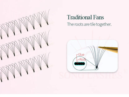 Song lashes Promade Fans 3D-10D07Pointy base loose fans Sharp thin root Korea PBT material 500 Fans Eyelash Extensions Choice