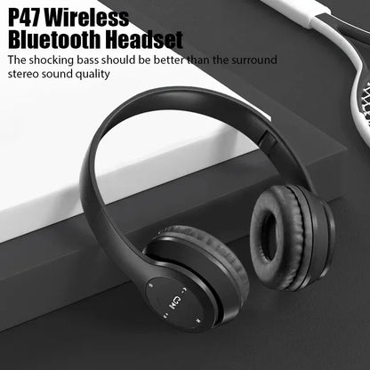 P47 Wireless bluetooth headphone With Mic Headsets Stereo Sound Earphones Sports Gaming Headphones Supports PC Smartphone