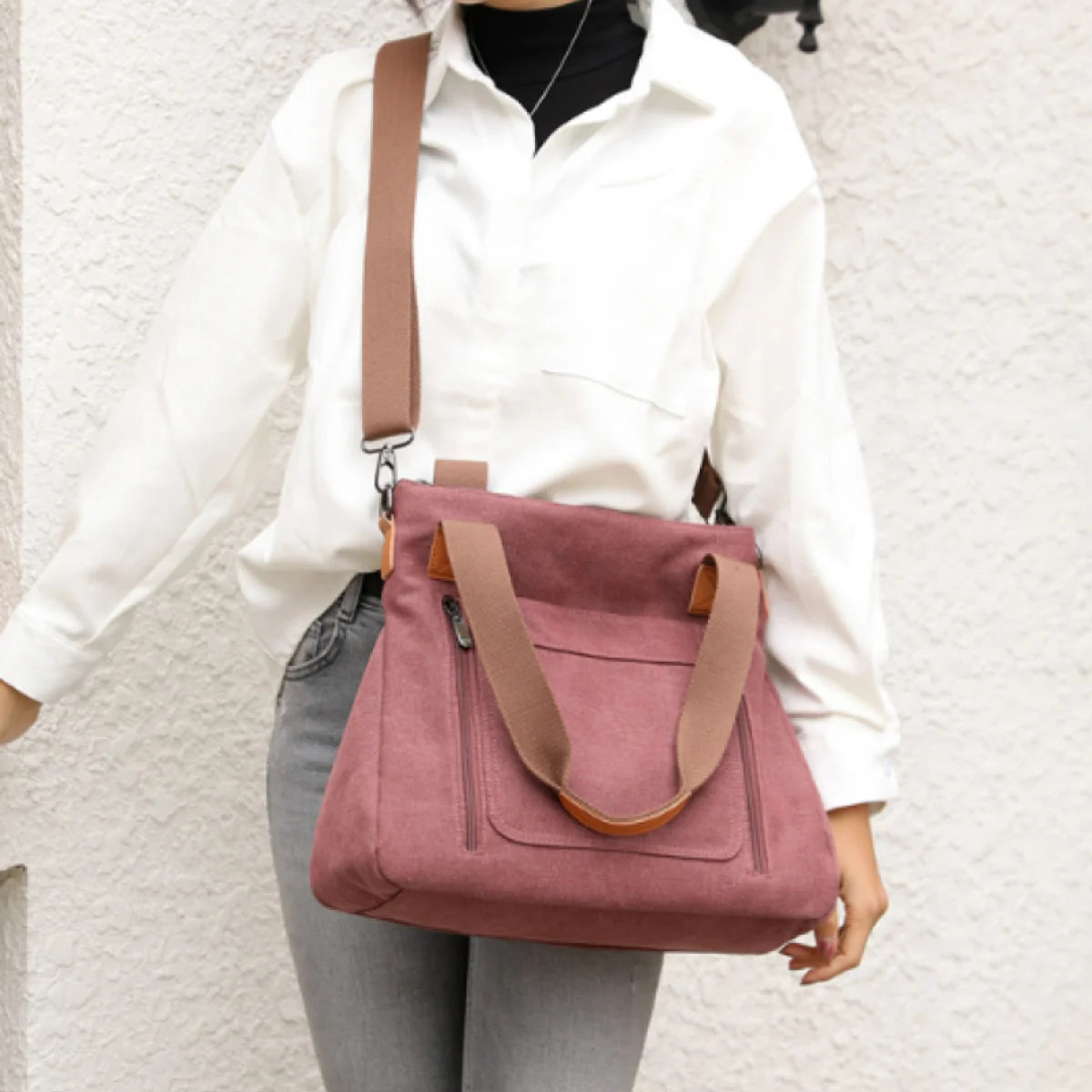 Women's Versatile Handbag Large Capacity Canvas Casual Shoulder Crossbody Bag