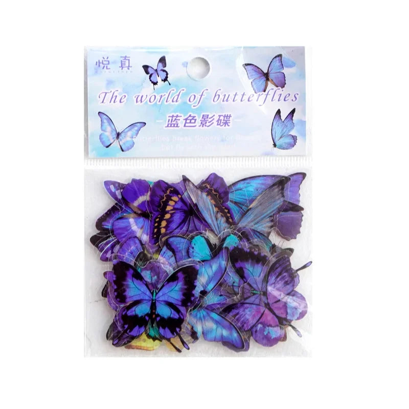 Journamm 40pcs/pack Butterfly Series Stickers Art Collage Junk Journal DIY Scrapbooking PET Waterproof Craft Aesthetics Stickers