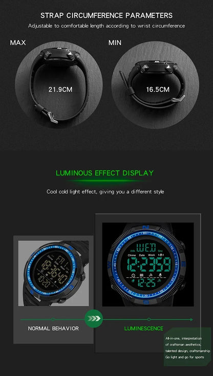 SANDA 6014 Countdown Waterproof Digital Mens Wristwatches Military Sport Watch for Men Clock Shockproof Relojes Para Hombre