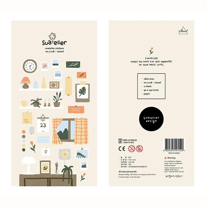 Korean Brand Suatelier Collection Daily Food Vlog Stickers DIY Scrapbooking Journey Diary Stationery Stickers Supplies