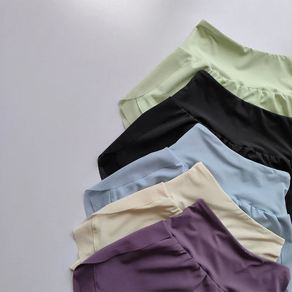 Summer Women's Sports Shorts Mesh 2 In 1 Quick-dry Yoga Shorts Breathable Fitness Shorts High Waist Fitness Running Shorts
