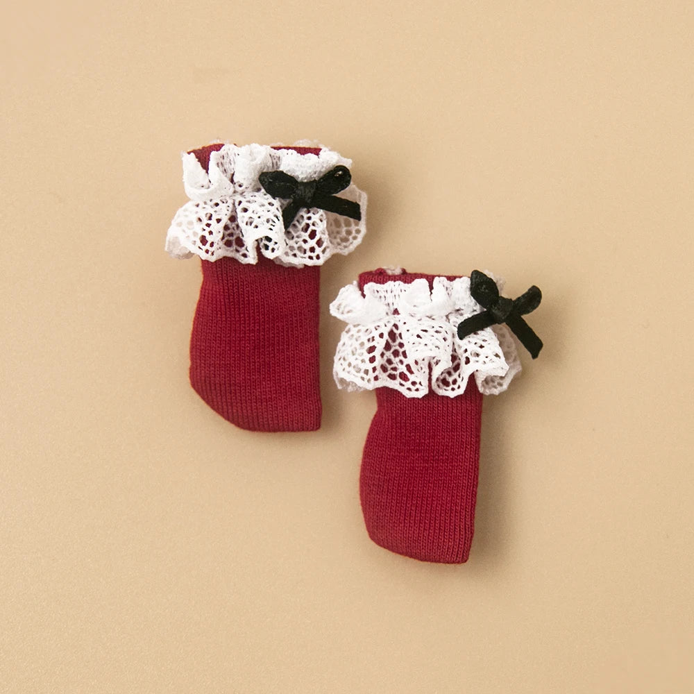 Blyth Socks Fashion Long Socks Lace Bow Socks Black White for Licca Azone Momoko OB24 OB22 OB27 YMY Doll Accessories