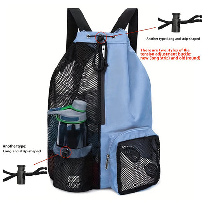 Drawstring Beach Storage Bag Sports Backpacks Basketball Bag Men Women Beach Backpacks Summer Swim Rucksack Mesh Sports Bag