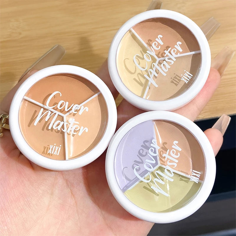 XIXI Pure Holding Makeup Three Color Concealer Spot Acne Print Repair Foundation Dark circles are not easy to stick powder