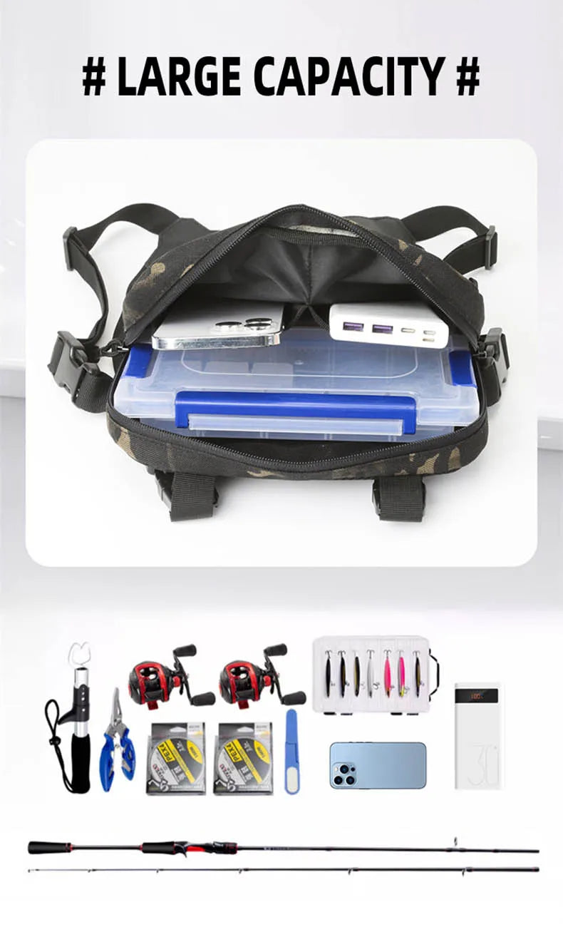 Tactical Chest Vest Bag Backpack Front Rig Pouch Outdoor Camping Cycling Hiking Hunting Climbing Fishing Lure Travel Fanny Pack