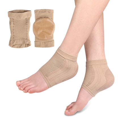 2PCS Gel Silicone Heel Protector Sleeve Heel Pads Heel Cups Plantar Fasciitis Support Feet Care Repair Cushion Half-yard Socks