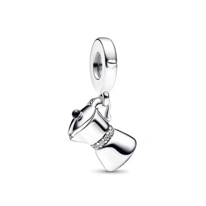 2025 New S925 Silver Spring Ball Bear Cross Pendant Suitable for Original Bracelets DIY Accessories Women's Charm Jewelry Gifts
