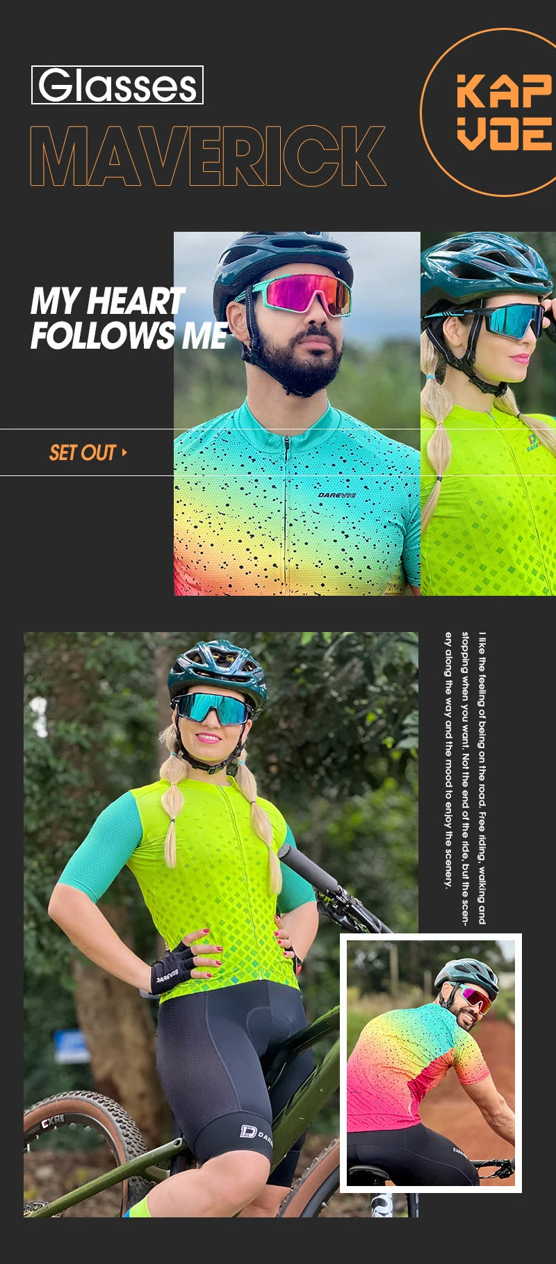 Kapvoe Cycling Glasses MTB Riding Running Sunglasses UV400 Skiing Fishing Climbing Goggles Man Woman Bike Bicycle Eyewear