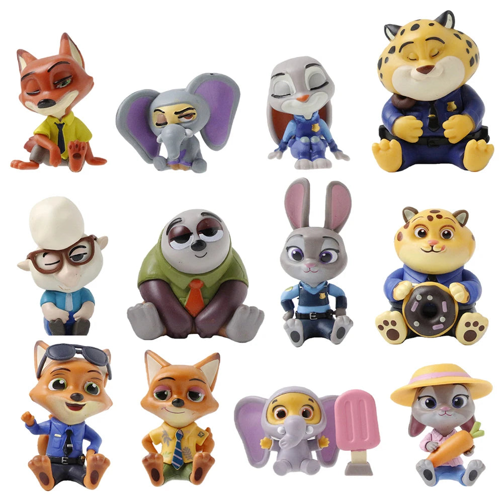6pcs/set Zootopia Zootropolis Judy Hopps Nick Wilde Cartoon Movie Action Figure Toys Collection Model Cute Doll Gift Decoration