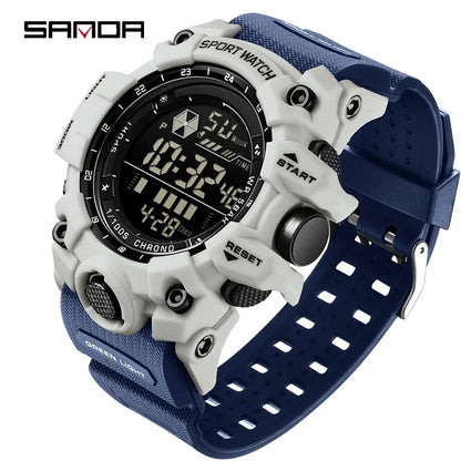 SANDA Men Outdoor Sports Watch Waterproof LED Analog Digital Show Multifunction Big Dial Electronic Wristwatch G style Male Cloc