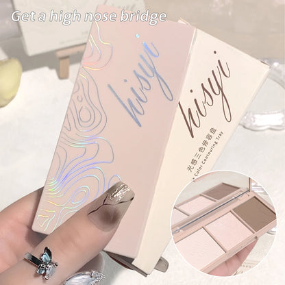 Light Sensation Three-Color Contour Powder, Pearlescent and Matte, 3D Highlight and Shadow Powder, All-in-One Palette