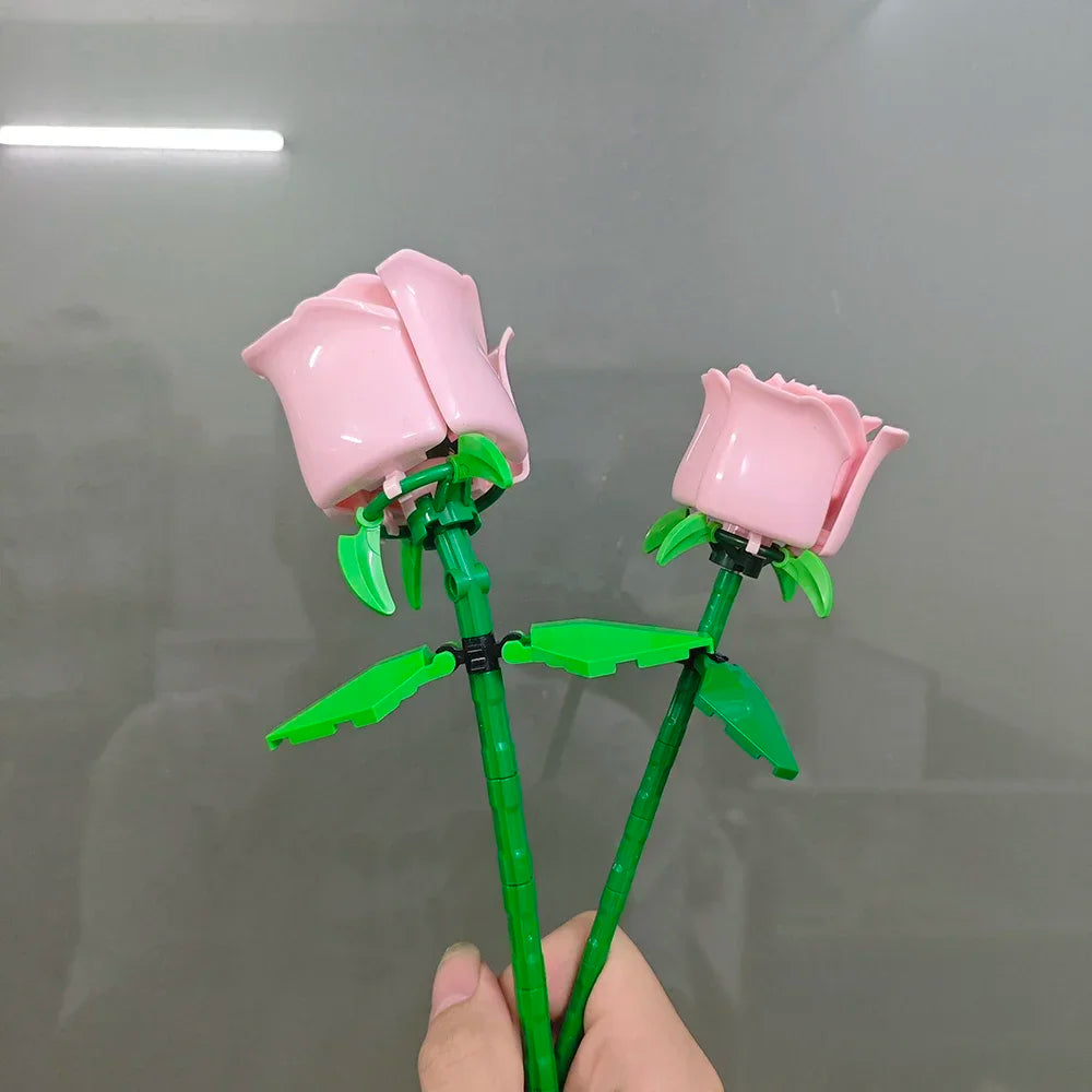 KNEW BUILT DIY Rose Flower Arrangement Building Block Toys-Enjoy Life,Loved by Girl,Create Your Favorite Bouquet,Home Decoration