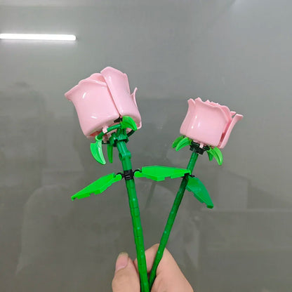 KNEW BUILT DIY Rose Flower Arrangement Building Block Toys-Enjoy Life,Loved by Girl,Create Your Favorite Bouquet,Home Decoration