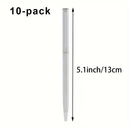 5/10/20Pcs Stainless Steel Ballpoint Pens, Silver Metal Medium Nib Smooth Twist Writing Pens for Office School