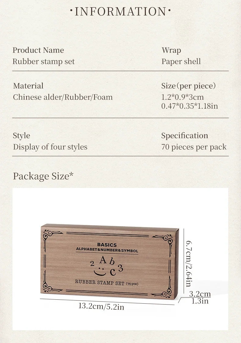 Journal GO 70pcs/set Wooden Rubber Alphabet Letter Number Stamp Set for Card Collage Junk Journal Scrapbooking DIY Standard Seal