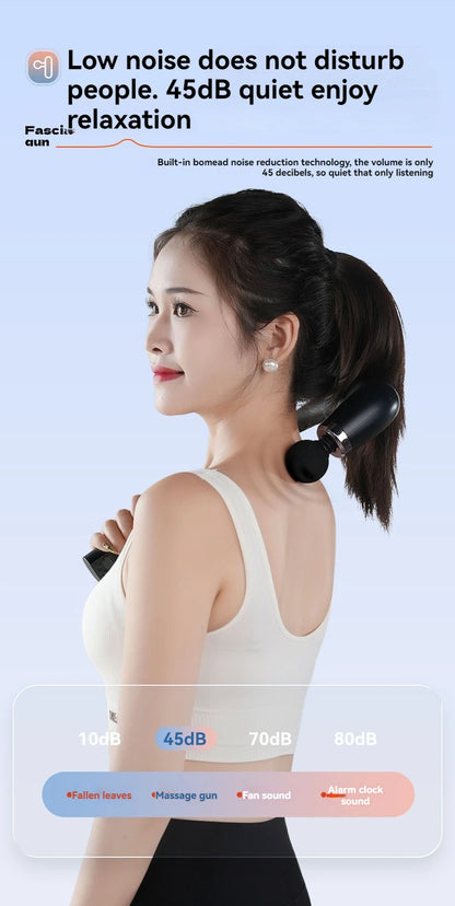 Portable Fascial Massage Gun Electric Percussion Pistol Massager Body Relaxation With LED Touch Screen 4Replaceable Massage Head