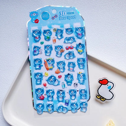 NEKONI Cute Animals Seal Bear Penguin 3D Stickers Scrapbooking DIY Journaling Stationery Diary Cute Stickers School Supply