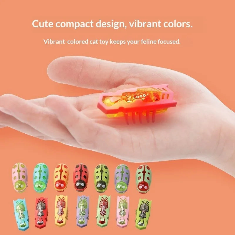 Mini Electric Bug Pet Dog Cat Toy Interactive Cute Ladybird Beetle Animal Shape Cat Toys Walking Insect Cat Playing Supplies