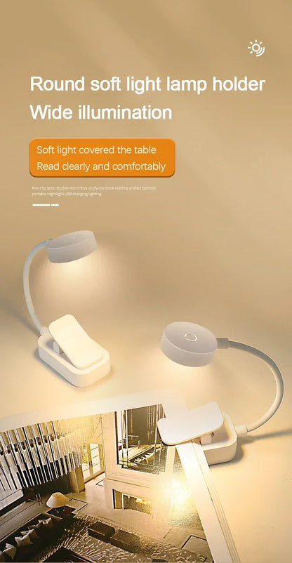Mini Clip Book Lamp LED Table Lamp Eye Protection 3 Colors Battery Powered Night Light Portable Bedside Student Reading Lamp