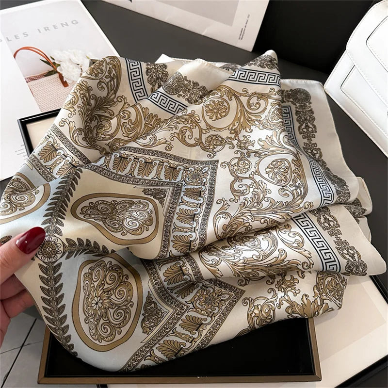 2025 New Fashion Luxury Printed Square Shawl Women 70x70cm Pashmina Silk Scarf Neck Headband Bandana
