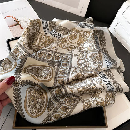 2025 New Fashion Luxury Printed Square Shawl Women 70x70cm Pashmina Silk Scarf Neck Headband Bandana