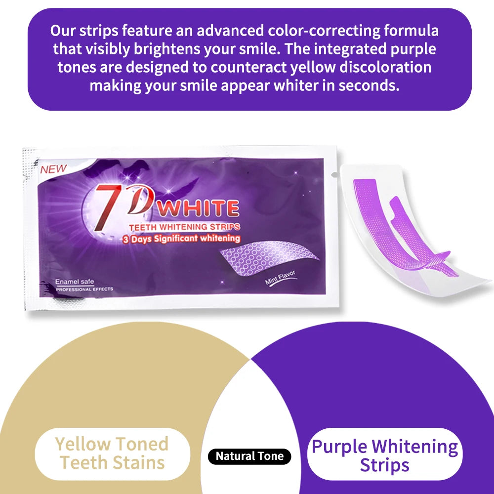Purple Teeth Whitening Strip No Sensitive Teeth Bleaching Strip Colour Corrector Instant Teeth Clean Strip,At-Home Teeth Whiter