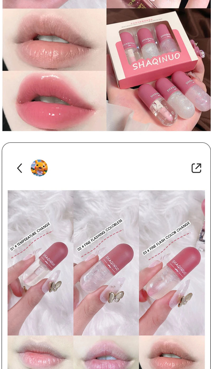 Shuiguang capsule lip honey kit moisturizes and moisturizes the mirror surface sparkling colorless transparent glass lip oil