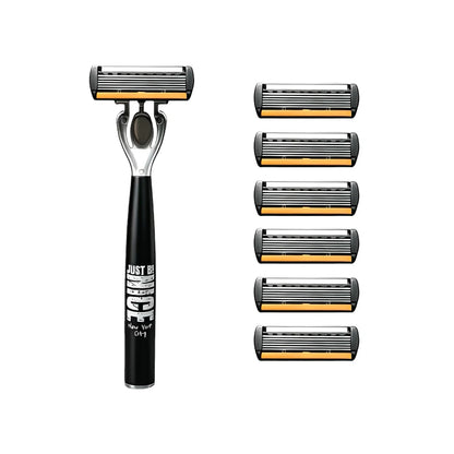 Men's Manual Safety Razor Set, featuring 6-layer stainless steel blades and an aloe vera lubricating strip | perfect as a gift.