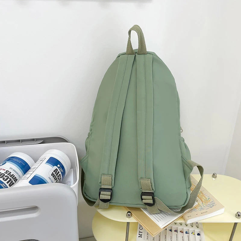 Lightweight Solid Color Backpack for High School Students Multifunctional Casual Bag School Travel Daily Use Simple Design