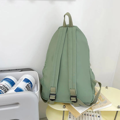 Lightweight Solid Color Backpack for High School Students Multifunctional Casual Bag School Travel Daily Use Simple Design