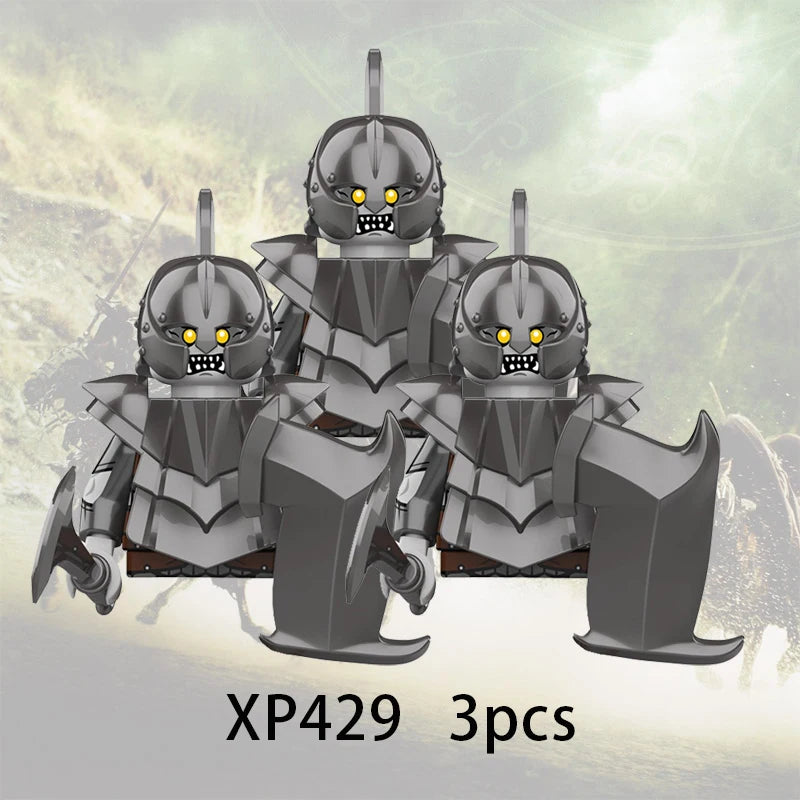 3pcs Lord Rings Elves Orcs Army Dwarf Rohan Mini Action Toy Figures Building Blocks Assembly Toys for Kids Birthday Gift