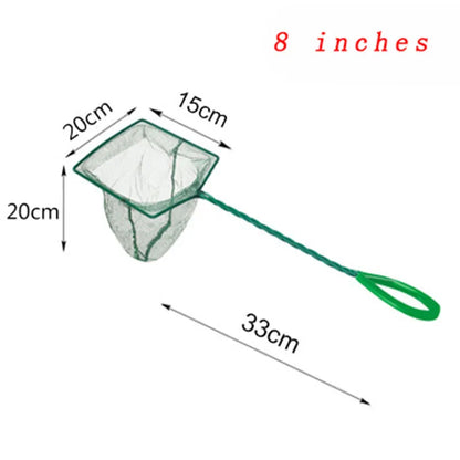 Large 3-12 Inches Fish Net Long Handle Square Aquarium Accessories Betta Shrimp Net Fishing Net Fish Tank Cleaning Tools