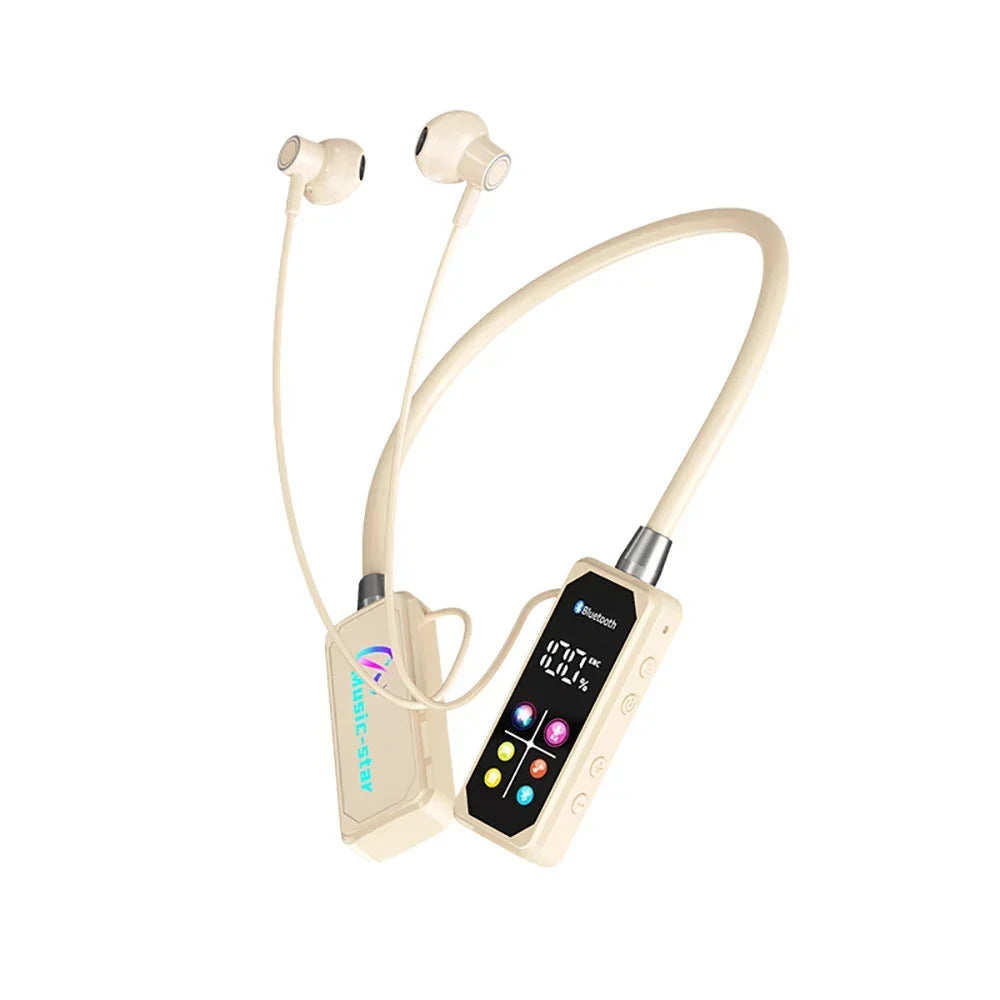 Color Screen Bluetooth 5.4 Earphones Neckband Headphones Wireless Headsets Noise Reduction Earbuds for Live Earphone Monitor