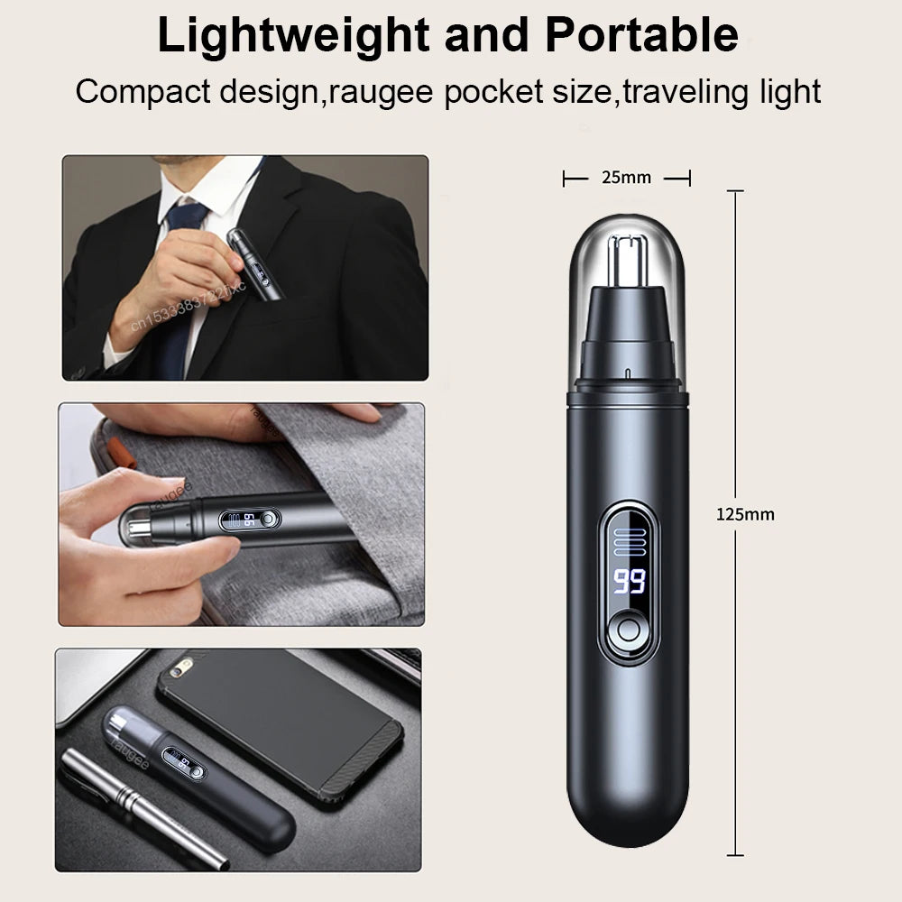 Nose Hair Trimmer Mini Portable Electric Nose Hair Clipper Rechargeable Automatic Shaving Nose Eyebrow Ear Painless Hair Remover