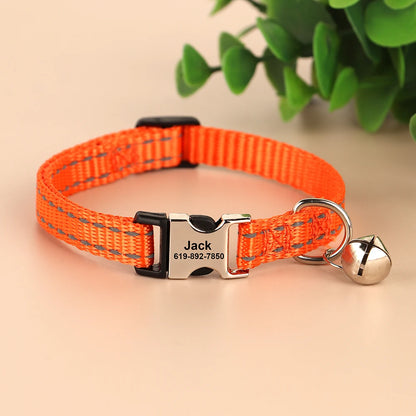 Personalized Printed Cat Collar Adjustable Kitten Puppy Collars With Free Engraved ID Nameplate Bell Anti-lost Cats Collars