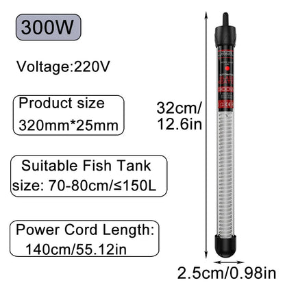 Aquarium Submersible Heater Fish Tank Water Heating Rod Constant Thermostat Temperature Control 220V 25W/50W/100W/200W/300W