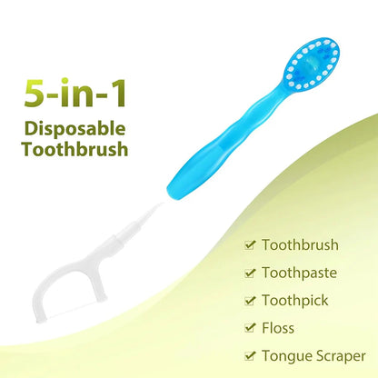 Portable 5-in-1 toothbrush dental floss 8/16pcs for oral cleaning, disposable toothbrush for adults on business trips