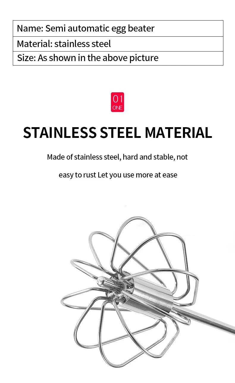 Semi Automatic Egg Beater Rotating Cream Egg Mixer Household Manual Egg Beater Baking Tool Kitchen Tools