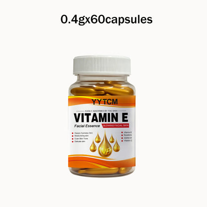 Vitamin E Deep Moisturizing Capsule Essence, Hydrates and Smooths Skin, Contains Plant-Based Squalane, Vitamin C, Deep Hydration and Skin Brightening Essence (0.4Gx90 Capsules)/Bottle-1 Bottle