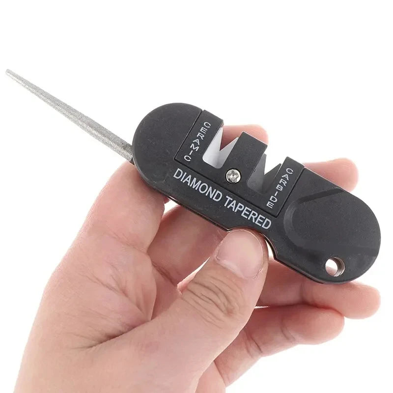 4-in-1 Mini Portable Knife Sharpener Tungsten Ceramic Carbide Whetstone Multifunctional Outdoor Camp Tools