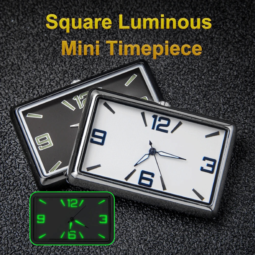 Auto Fashion Square Watch Car Clock Interior Decoration Self-adhesive Electronic Vent Clip Watch Automobile Quartz Clock