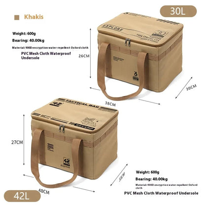 30-42L Tactical Camping Storage Bag - Insulated Folding Box for Picnic, Tableware & Field Equipment Waterproof