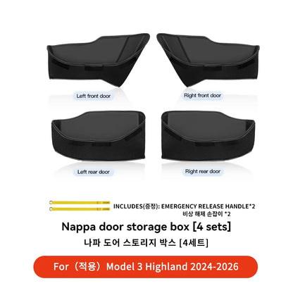YZ For Tesla Model Y Juniper Model 3 Highland Door Side Storage Box Full-Cover Front and Rear Interior Storage Box Accessories